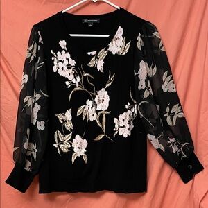 I•N•C International Concepts Collection Women’s Black Sweater w/Floral Pattern